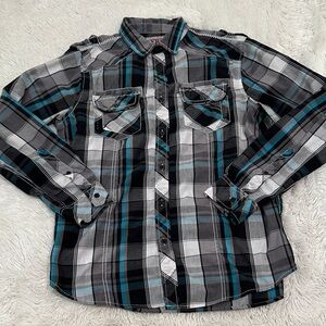 💙 Rerun Plaid Button Up Shirt